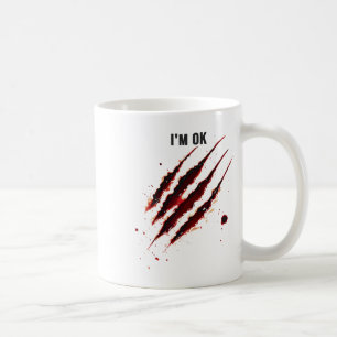 Caneca De Café Camisa sangrenta, estou bem Sangue Splatter.