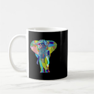 Caneca De Café Camisa T Psicadélica de Elefante Multicoloração