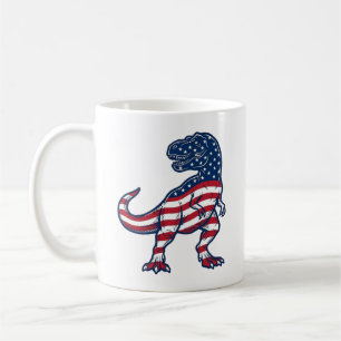 Caneca De Café Camisa T-Rex Patriota Bandeira Americana_1