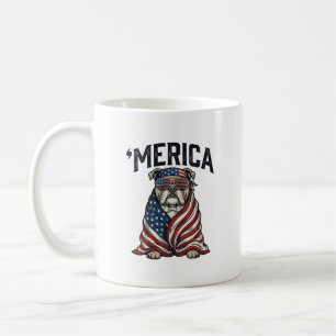 Caneca De Café Camisa Vetorial Vintage 'Merica Bulldog Patriótico