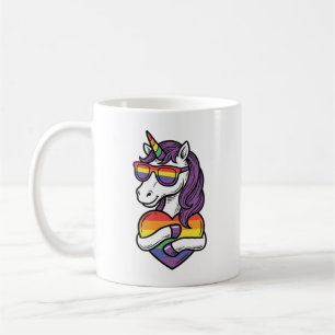 Caneca De Café Camisa Vintage Arco-íris Unicórnio Coração Orgulho