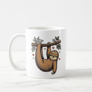 Caneca De Café Camisa Vintage de Gravura de Preguiça Coração Arco
