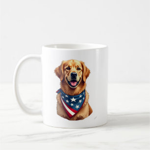 Caneca De Café Camisa Vintage de Gravura Patriótica Golden Retrie