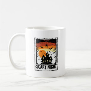 Caneca De Café Camisa Vintage de Halloween Casa Assombrada Noite