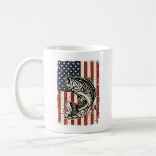 Caneca De Café Camisa Vintage de Pesca de Bass com Bandeira Ameri