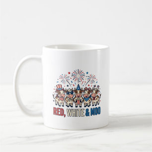 Caneca De Café Camisa Vintage Patriótica Vaca Vermelha Branca e M