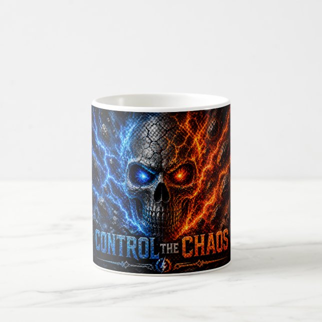 Caneca De Café Camiseta 3D Caveira Fogo vs Gelo – (Centro)