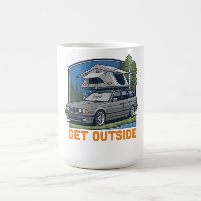 Caneca De Café Camiseta BMW E34 Touring Get Outside | E34 Wagon (Centro)