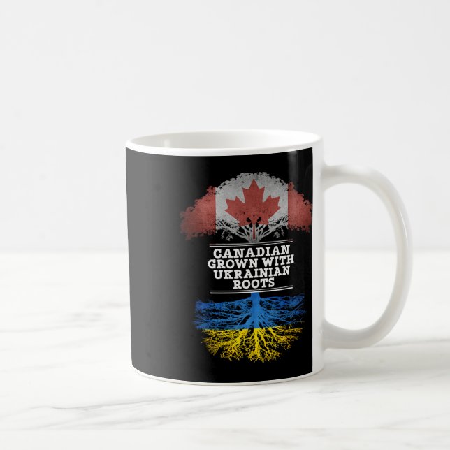 Caneca De Café Camiseta Canadense Crescido Com Raízes Ucranianas  (Direita)