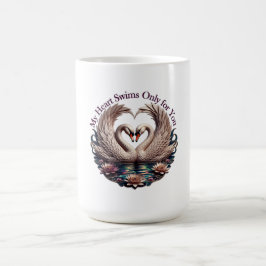 Caneca De Café Camiseta Cisne Coração - Meu Coração Nada Somente 