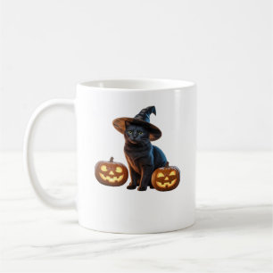 Caneca De Café Camiseta Clássica Magia Gato Preto Halloween