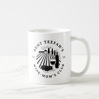 Caneca De Café Camiseta Clube de Vinho da Tia para Mães - Preto