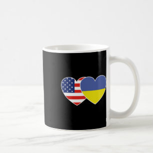Caneca De Café Camiseta Coração Gêmeo Bandeira Ucrânia EUA Para U