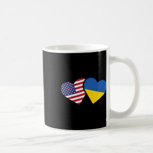 Caneca De Café Camiseta da Bandeira da Ucrânia EUA Coração Ucrani