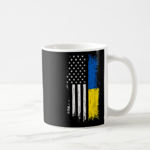 Caneca De Café Camiseta da Bandeira Ucraniana Americana - Orgulho