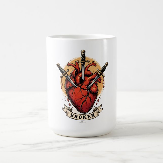 Caneca De Café Camiseta Daggers Coração Quebrado (Centro)