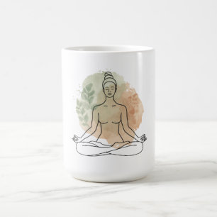 Caneca De Café Camiseta de Arte em Linha com Aquarela Abstrata