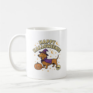Caneca De Café Camiseta de Cachorro Bruxa Dachshund Feliz Hallowe