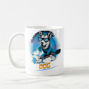 Caneca De Café Camiseta de Cachorro Fofo Tocando Baixo Animal Toc