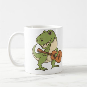 Caneca De Café Camiseta de Dinossauro Tocando Guitarra Roupa de