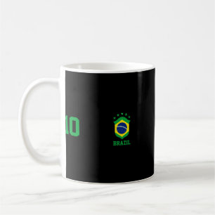 Caneca De Café Camiseta de futebol do Brasil Bandeira do Brasil O