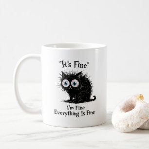 Caneca De Café Camiseta de Gato Estressado Engraçado – Meme Está