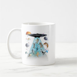 Caneca De Café Camiseta de Gato Natação na Galáxia | Gatos Astron