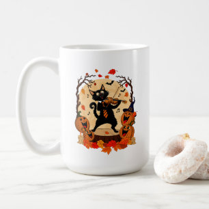 Caneca De Café Camiseta de Gato Preto Fofo Tocando Violino