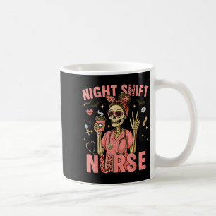 Caneca De Café Camiseta de Halloween Turno Noturno Esqueleto Enfe