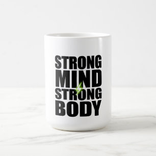 Caneca De Café Camiseta de Motivação de Fitness Mente Forte Corpo
