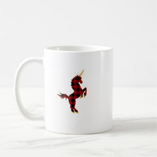 Caneca De Café Camiseta de Natal Unicórnio Xadrez Búfalo Vermelho