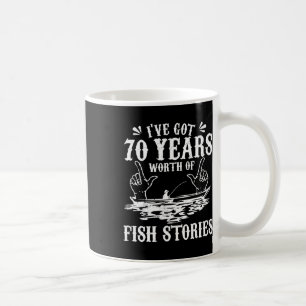 Caneca De Café Camiseta De Pescador De Aniversário De 70 Anos Por