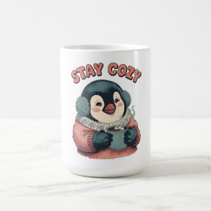 Caneca De Café Camiseta de Pinguim Fofo e Aconchegante Bebendo Ca