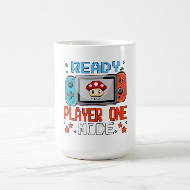 Caneca De Café Camiseta de Pixel Art de Jogo no Modo Ready Player (Centro)