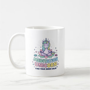 Caneca De Café Camiseta de Tipografia Negrito Unicórnio Meditação
