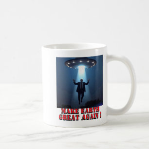 Caneca De Café Camiseta Divertida Abdução de Ovni Faça a Terra Gr