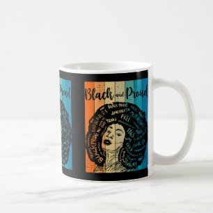 Caneca De Café Camiseta do Mês da História Negra Fev, Afro Preto