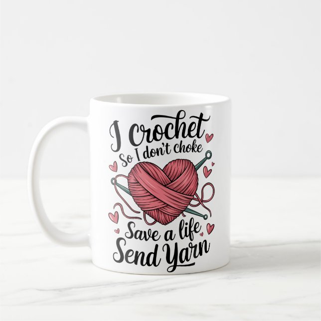 Caneca De Café Camiseta Engraçada de Crochê Humor de Tricô (Esquerda)