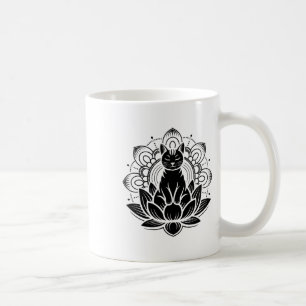 Caneca De Café Camiseta Espiritualidade Yoga Flor de Lótus Gato M