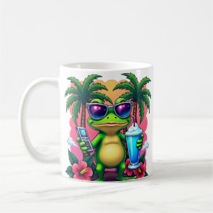 Caneca De Café Camiseta Estética Retro Vaporwave Sapo Mal-Humorad
