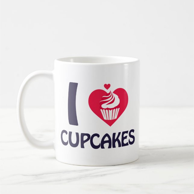 Caneca De Café Camiseta Eu Amo Cupcakes (Esquerda)