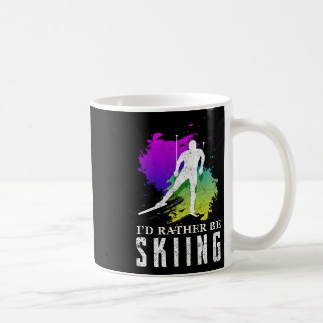 Caneca De Café Camiseta Eu Preferiria Estar Esquiando - Presente  (Direita)