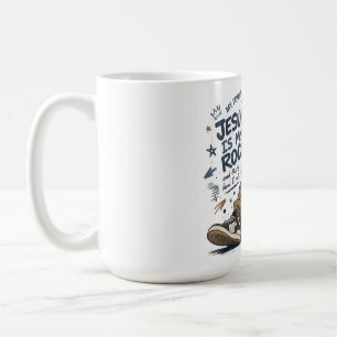 Caneca De Café Camiseta Feminina ADOM "Jesus É Minha Rocha"
