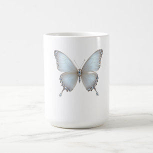 Caneca De Café Camiseta Feminina de Borboleta de Cristal de Prata