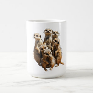 Caneca De Café Camiseta Feminina de Família de Suricatos Fofos da
