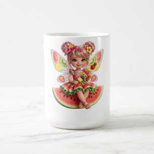 Caneca De Café Camiseta Feminina de Melancia Fofa Fada