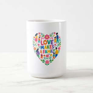 Caneca De Café Camiseta Floral Heart da Família Faz o Amor