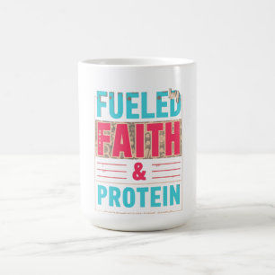 Caneca De Café Camiseta Foi pelo Foco e Proteína Mulher Cristã