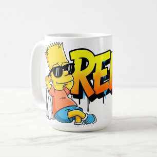 Caneca De Café Camiseta Gráfica Chill Bart Relax Grafite Estilo U