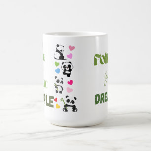 Caneca De Café Camiseta Gráfica de Panda Fofo com Slogan